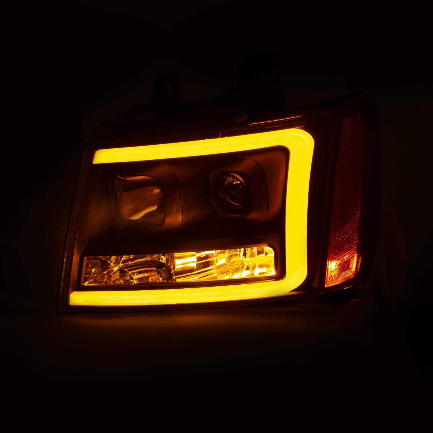 CHEVY TAHOE/SUBURBAN ANZO USA 07-14 / AVALANCHE 07-13 PROJECTOR PLANK STYLE SWITCHBACK HEADLIGHTS BLACK