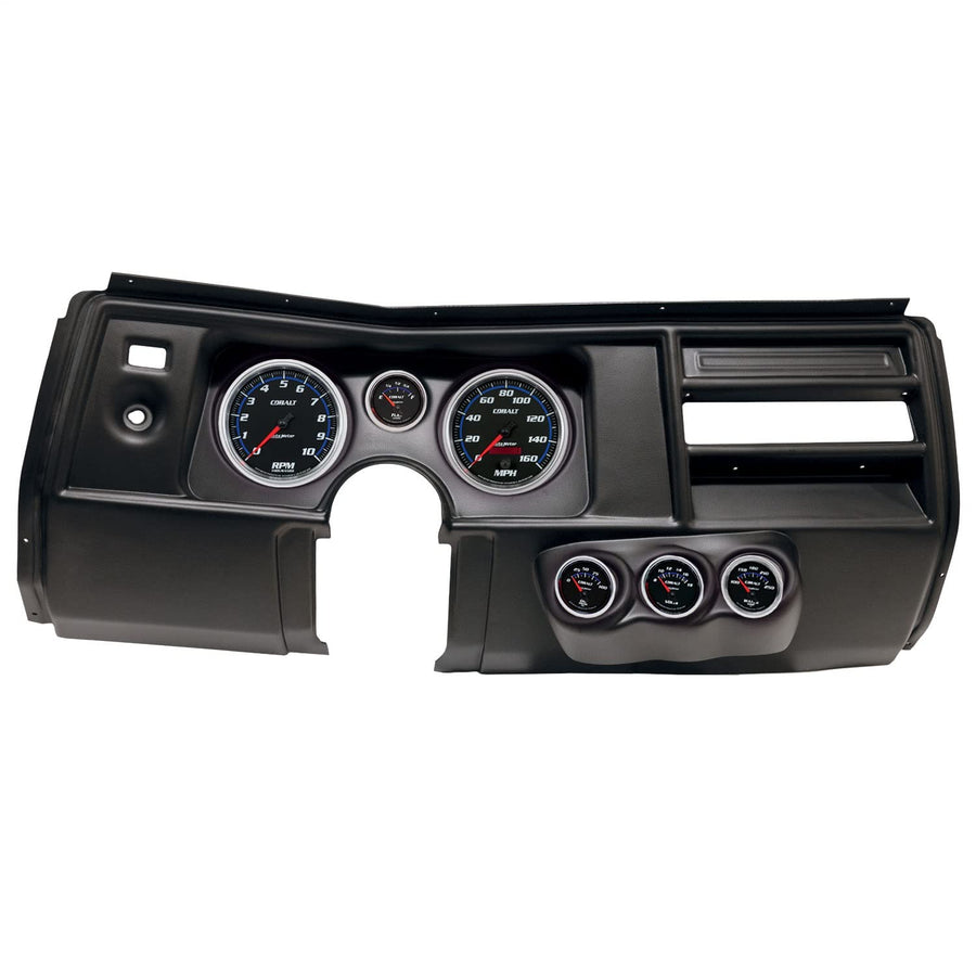 AutoMeter Dash Kit Direct Fit, (5" X2, 2 1/16" X4), Chevy Chevelle No Vent 69, Cobalt (2910-05)