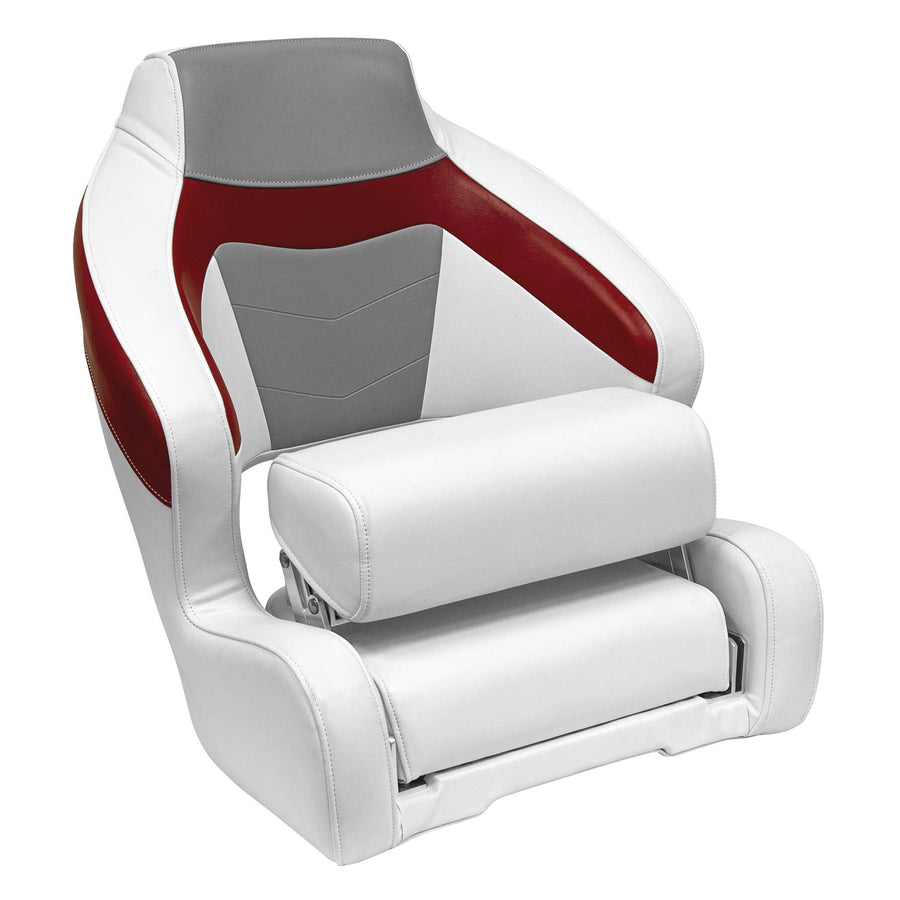 Wise BAJA XL 3338-1774 Bucket Seat with Flip Up Bolster, Brite White/Marble Grey/Dark Red