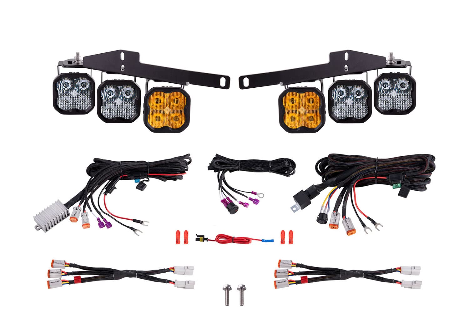 Diode Dynamics Fog Light Kit SS3 LED compatible with Ford Raptor 2017-2020 with Backlight, Max Yellow