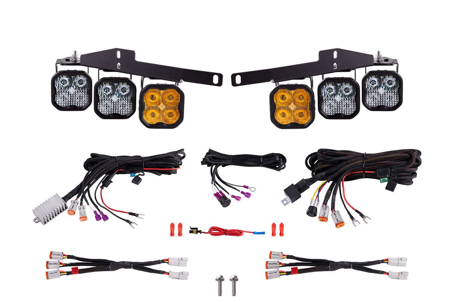 Diode Dynamics Fog Light Kit SS3 LED compatible with Ford Raptor 2017-2020 with Backlight, Max Yellow