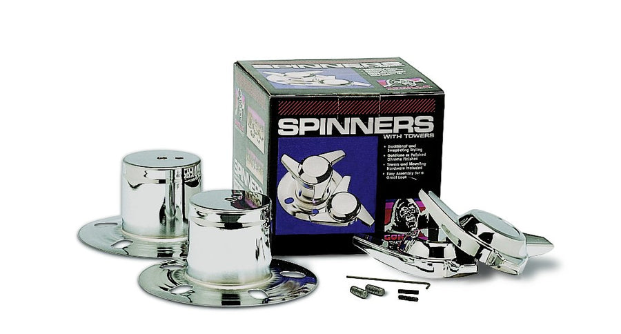 3 Bar Gorilla Automotive Chrome Swept Wing Spinners with Towers - Pack of 4