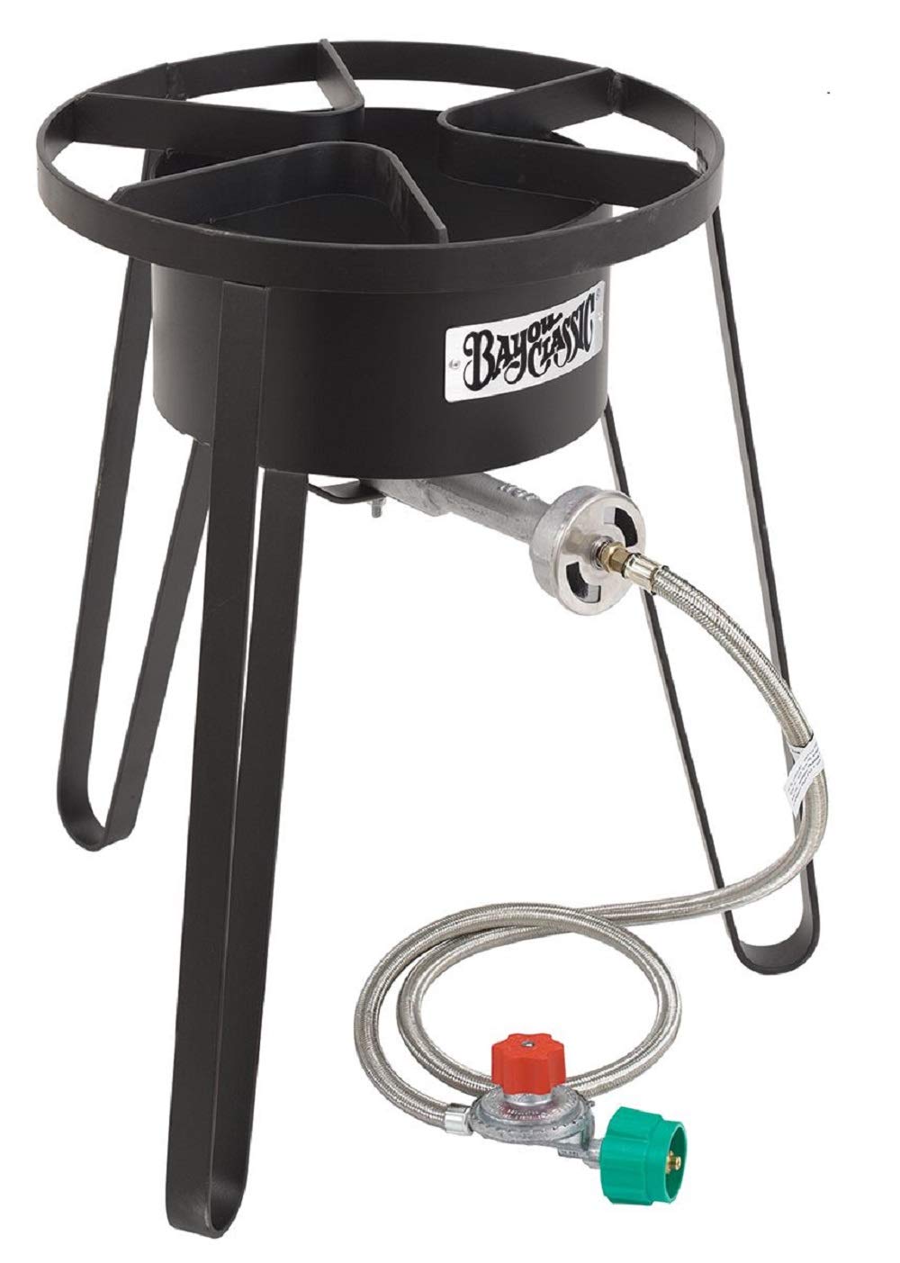 Bayou Classic B178 Discada Cooker Set Campers Perfect for Outdoor Skottle Cooking Features 17-in Diameter Cook Top 4-in Cast Aluminum Burner 21-in Tall Welded Frame Stainless Tongs & Stainless Spatula