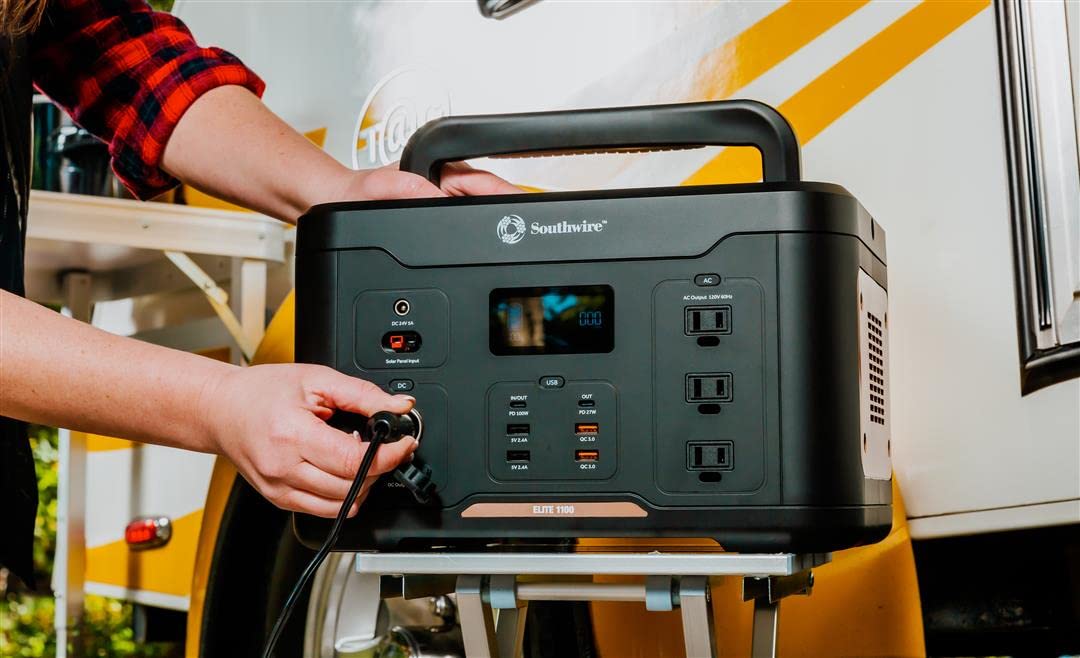 1166Wh Southwire Elite 1100 Series Backup Lithium Battery, 120V/1000W Pure Sine Wave AC Outlet, Solar Generator (Solar Panel Not Included) for Home Backup Power, Emergency Power, Camping and more