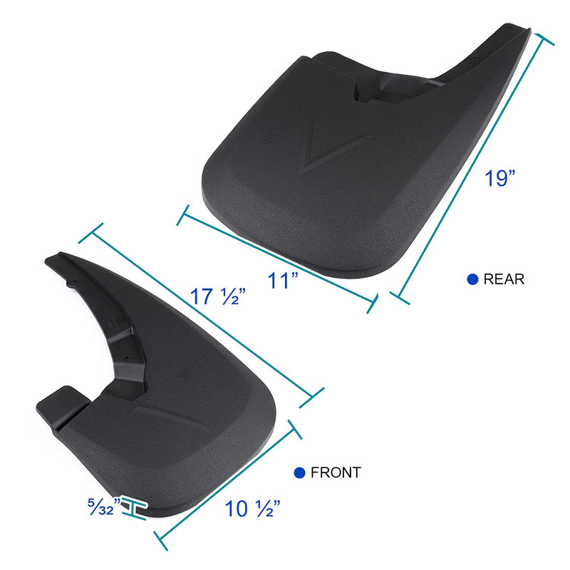 4PC Spec-D Tuning Mud Flaps Splash Guard w/o Wheel Lip Set Front + Rear Compatible with Dodge Ram 2009-2018