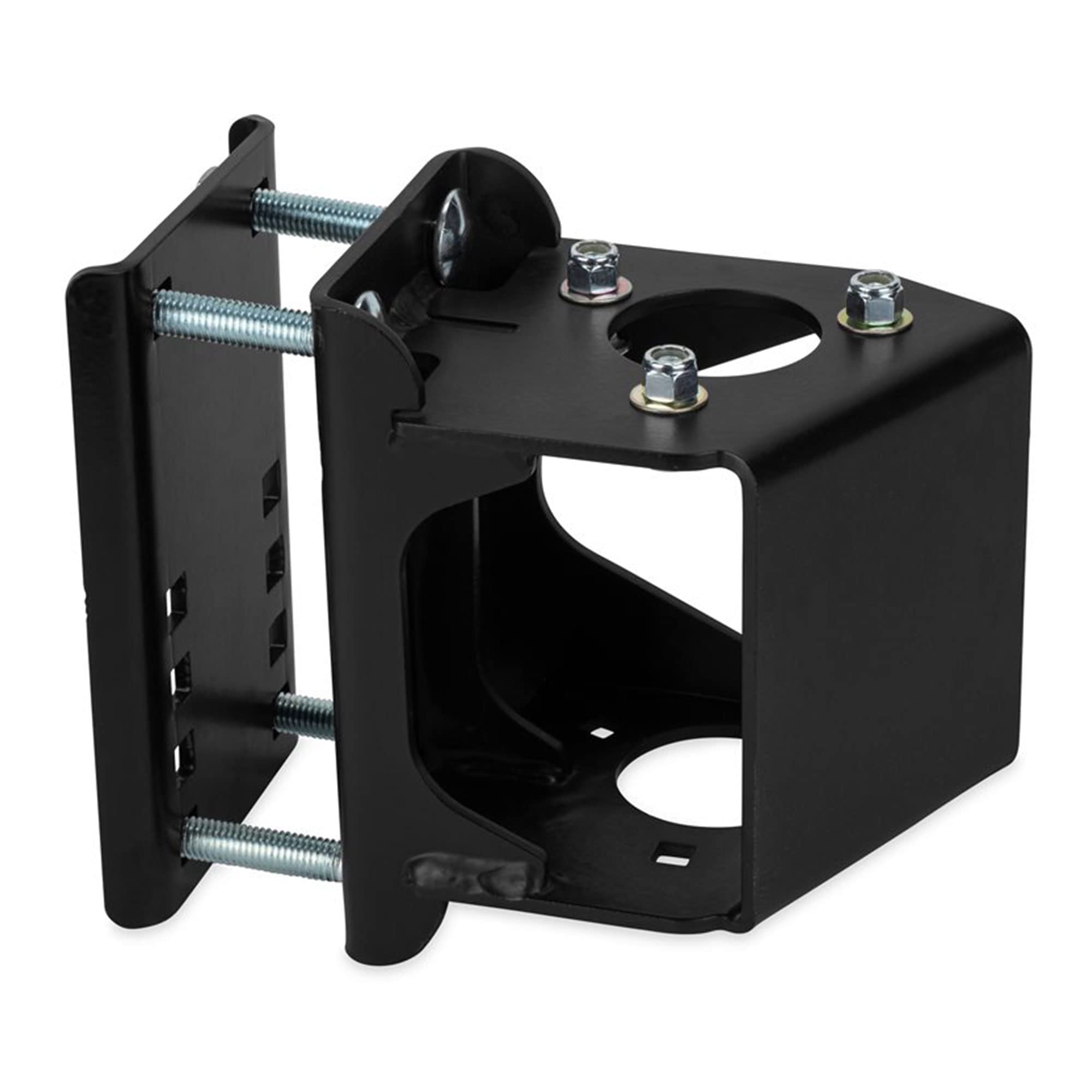 Camco Bolt-On Trailer Tongue Jack Relocation Kit | Allows for Easy Trailer Relocation | Provides Ample Tailgate Clearance Without Obstruction | for 3-Bolt & A-Frame Style Tongue Jacks (50015), Black