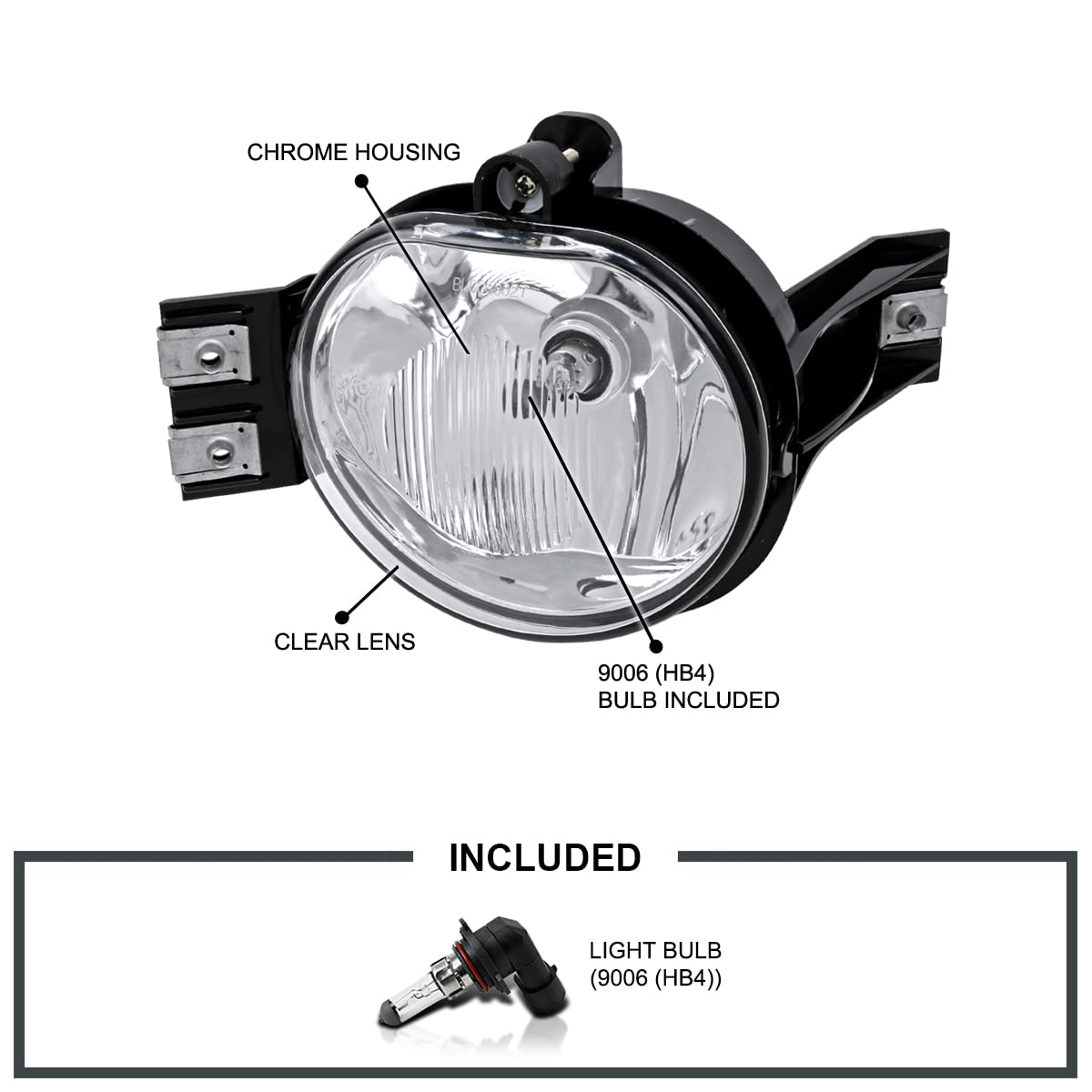 Clear Driving Fog Lights + Bulbs + Switch SPEC-D TUNING Compatible with 2002-2008 Dodge Ram 1500 2500 3500, 2004-2006 Dodge Durango, L+R Pair Assembly