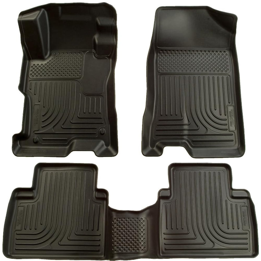 Husky Liners Floor Mats Weatherbeater | Fits 2004-2009 Toyota Prius | Front & 2nd Row, 3-pc Black - 98521