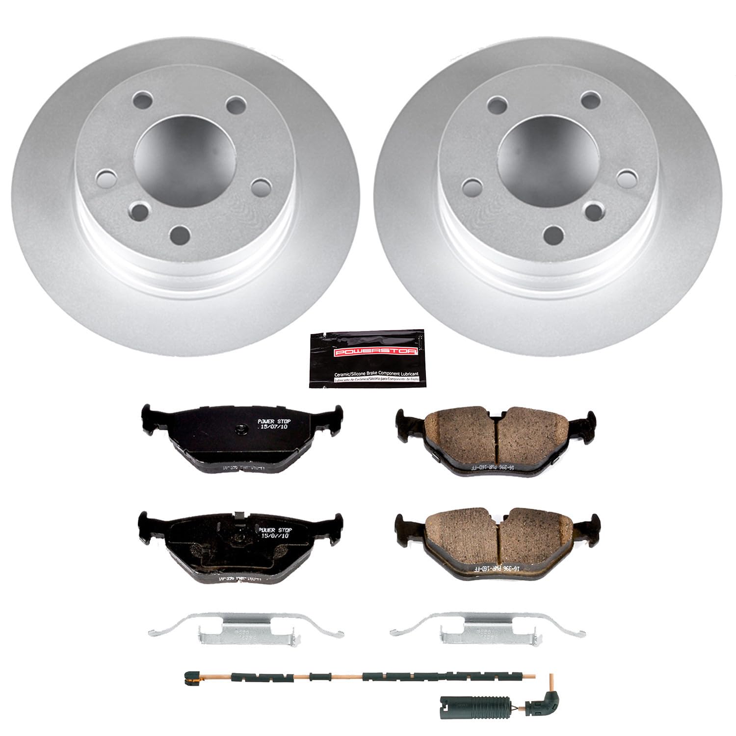 Power Stop Z23 CRK5130 Rear Evolution Geomet Coated Brake Kit and 1 Rear Sensor Wire For BMW Z4 2003-2005 [Model Specific]