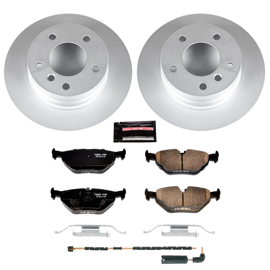 Power Stop Z23 CRK5130 Rear Evolution Geomet Coated Brake Kit and 1 Rear Sensor Wire For BMW Z4 2003-2005 [Model Specific]