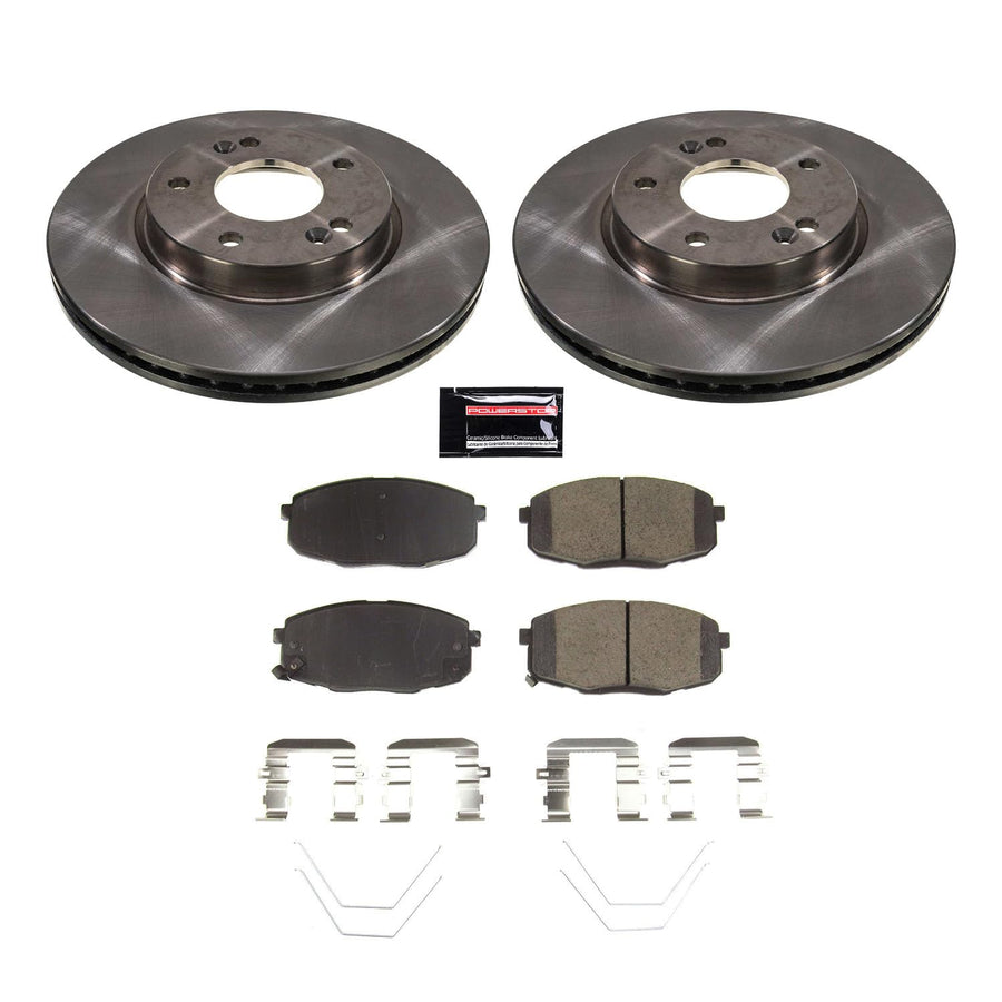 Power Stop KOE8749 Front Brake Pad and Rotor Kit Stock Replacement Autospecialty For Kia Forte 2019-2022 [Model Specific]