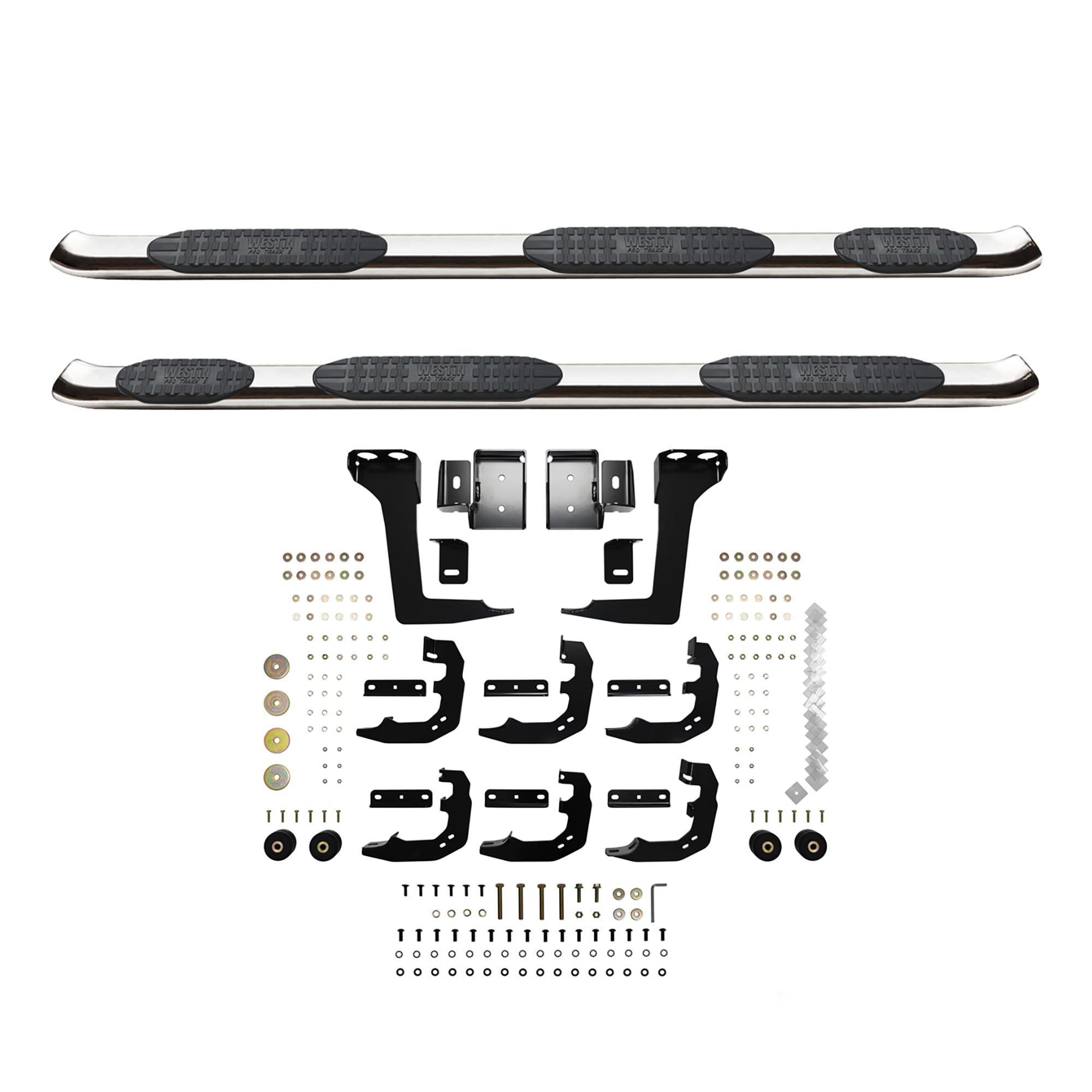 Westin PRO TRAXX 5 Oval Wheel to Wheel Nerf Bars fits 2019-2025 Ram 1500 6'5" Quad Cab Bed (Exc 1500 Classic) Stainless Steel Pair