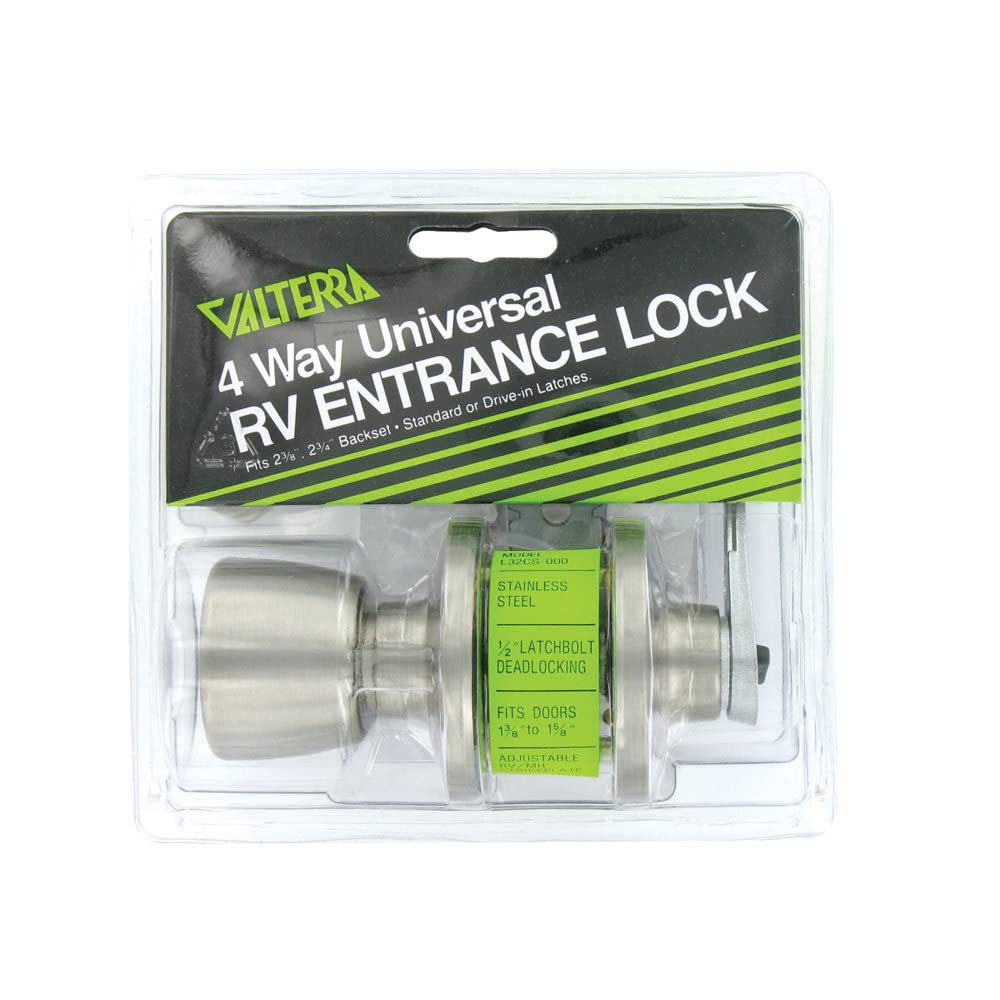L32CS000 Valterra Knob/Lever Stainless Lockset with 1-Piece Latch housing with 1/2 Inch Latch Bolt, (Pack of 1)