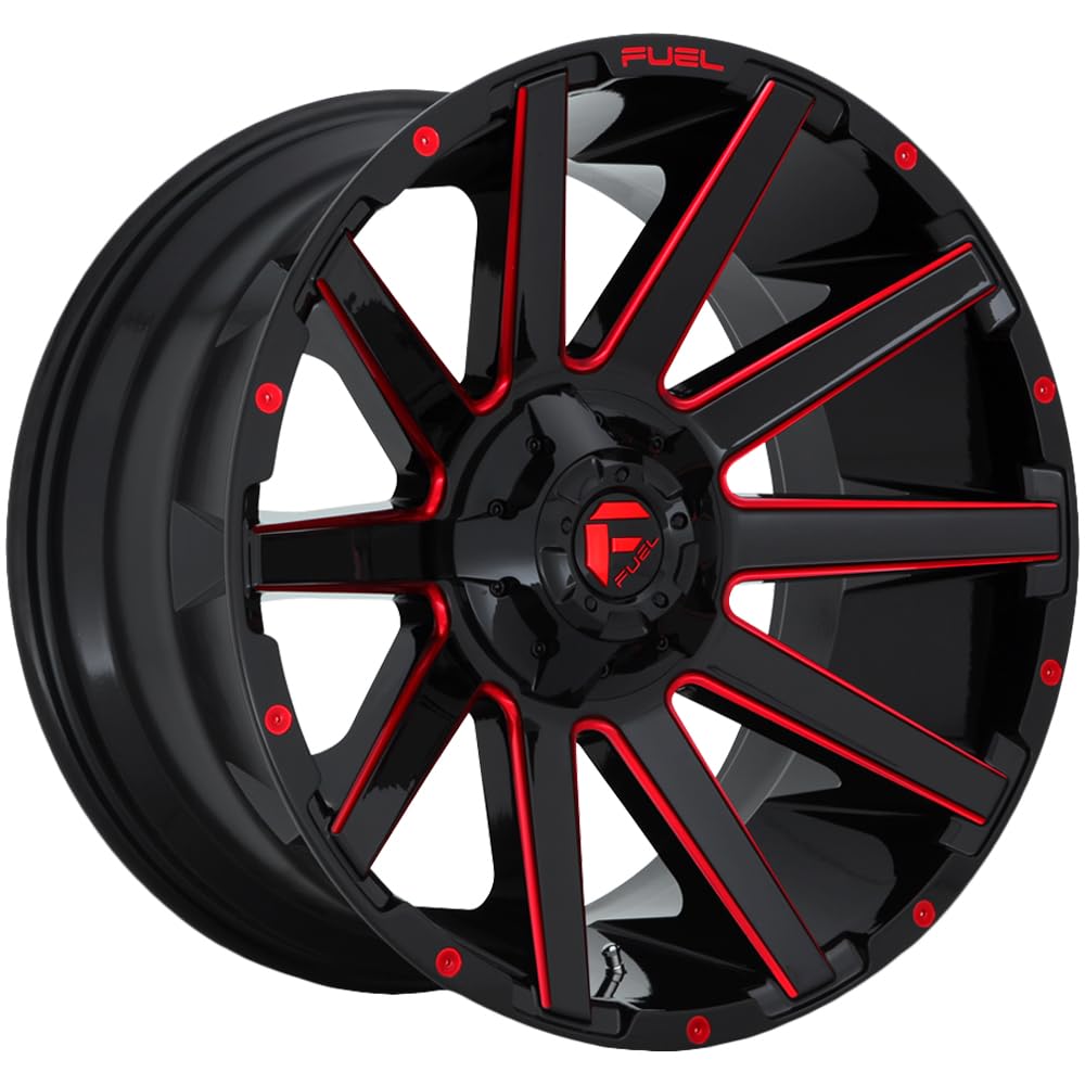 Fuel Offroad D643 Wheel CONTRA BLACK with Gloss Milled Candy Red Accents and tpms (22 x 10. inches /6 x 135 mm, -19 mm Offset)