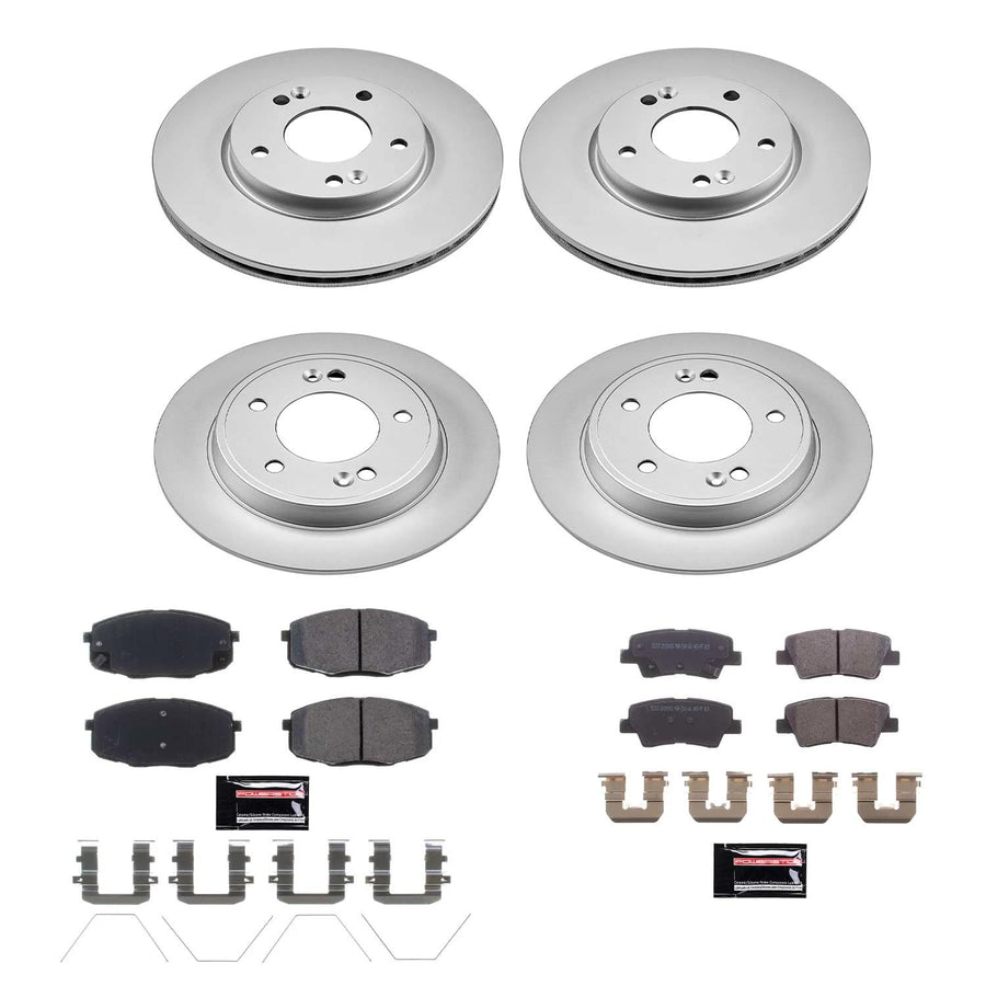 Power Stop CRK8008 Coated Brake Rotors and Z17 Front and Rear Brake Pads Kit For Kia Soul 2017-2019 [Model Specific]