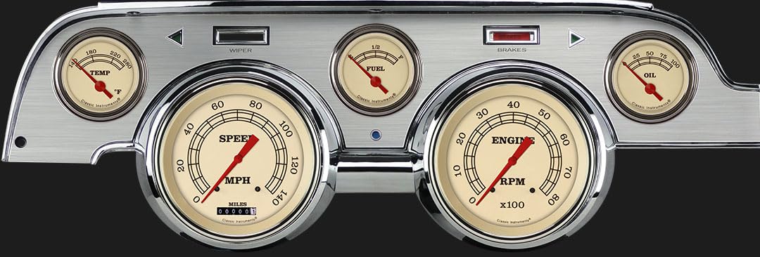 Vintage Classic Instruments MU67VTBA 5 Gauge Package Brushed Bezel Fits 1967 Mustang