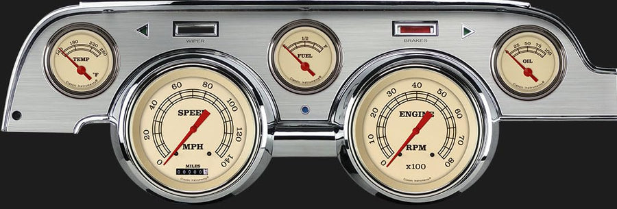 Vintage Classic Instruments MU67VTBA 5 Gauge Package Brushed Bezel Fits 1967 Mustang