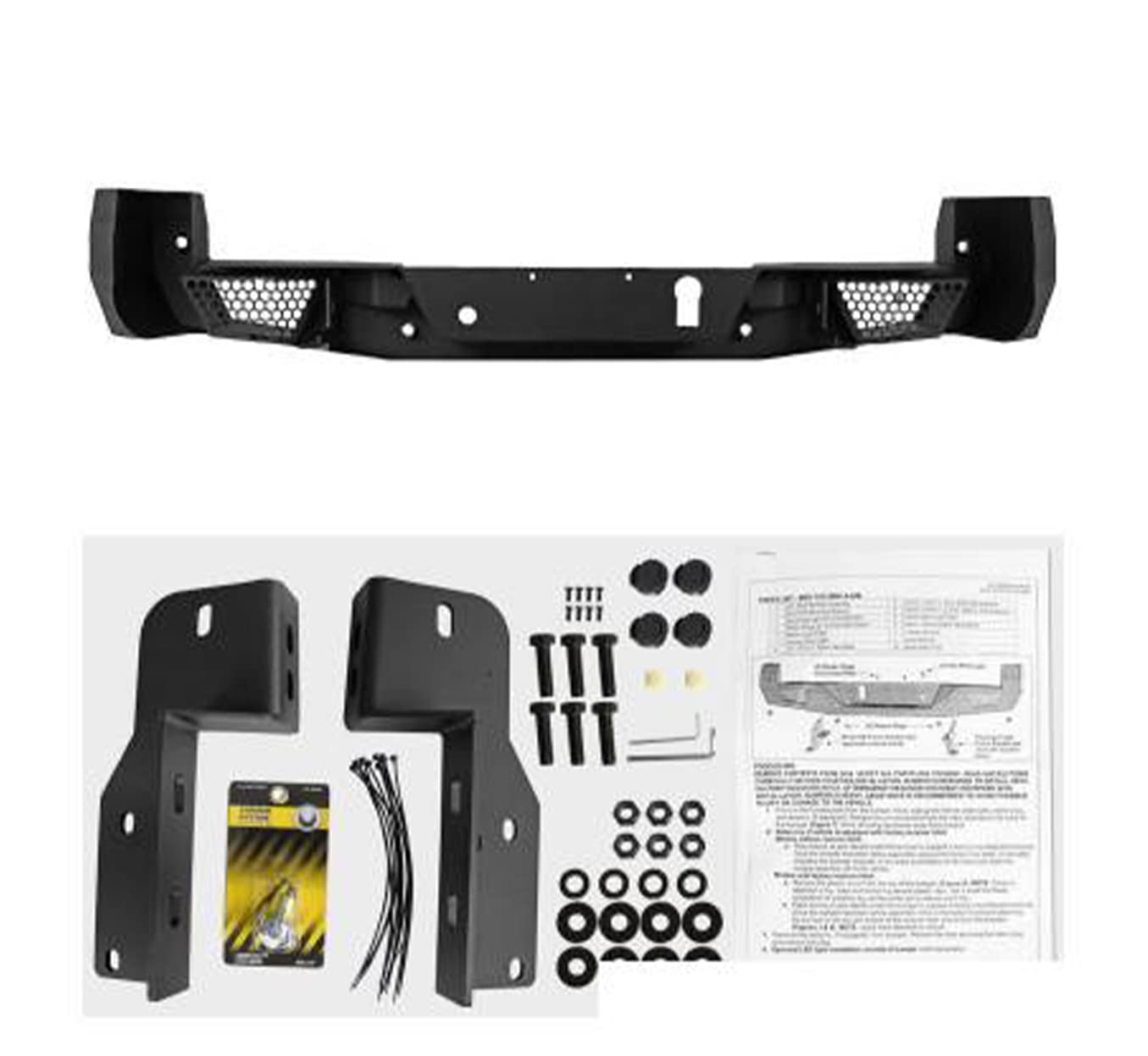 Heavy Duty Black Horse Armour Rear Bumper Black Compatible with 09-10 Dodge Ram 1500|11-18 Ram 1500|19-24 Ram 1500 Classic|2010 Dodge Ram 2500|11-24 Ram 2500|10 Dodge Ram 3500|11-24 Ram 3500-ARB-RA20