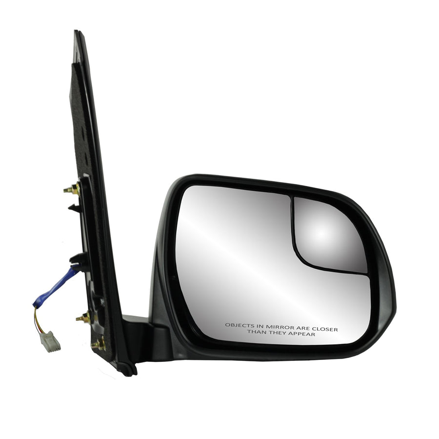 Mirror Passenger Side for Toyota Sienna, Textured Black, w/spot Mirror, Foldaway, w/o Blind spot Detection System, Power