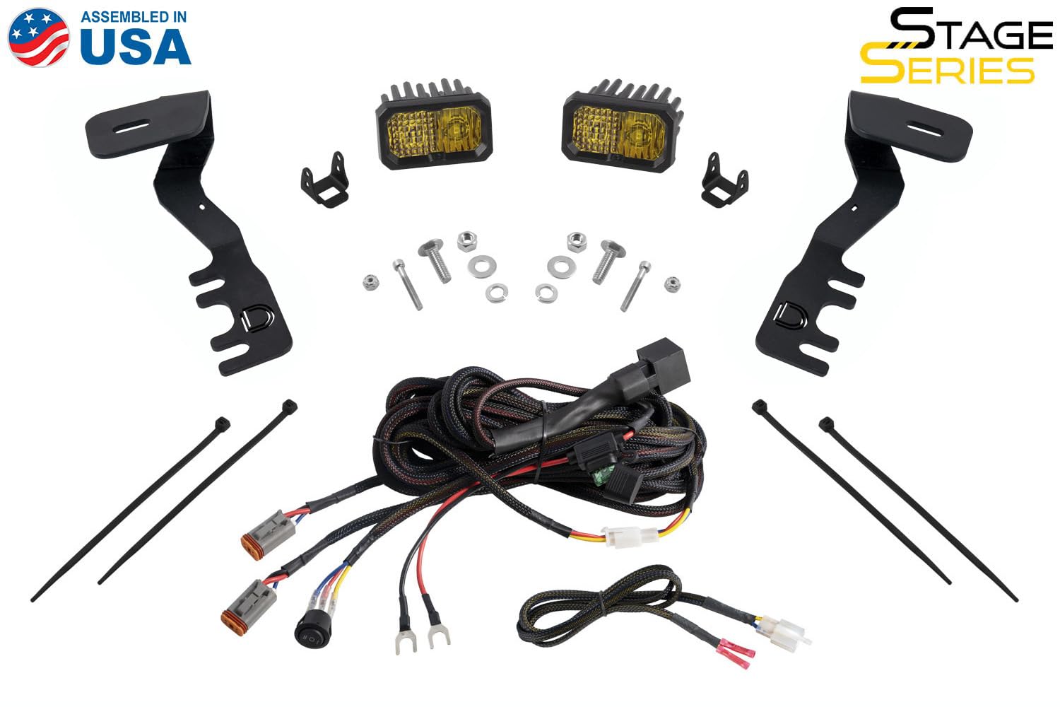 Diode Dynamics Backlit Stage Series Ditch Light Kit compatible with Toyota Tacoma 2024-2025, C2 1.0 Pro White Combo