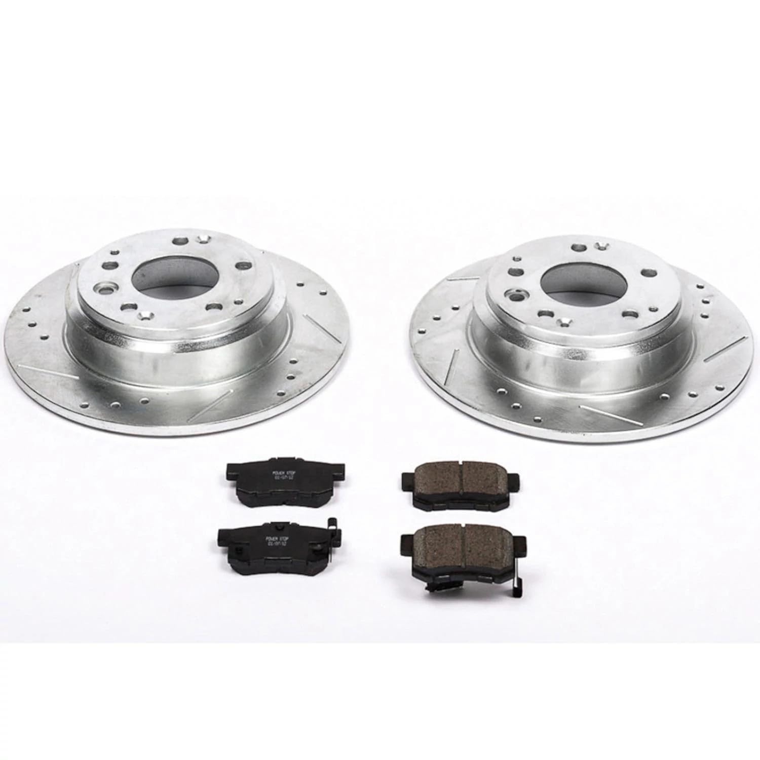 Power Stop K709 Rear Z23 Brake Pads Carbon Fiber with Drilled & Slotted Brake Rotors Kit For Acura RL 1996-1998 | Honda Odyssey 1995-1998 | Isuzu Oasis 1996-1999 [Vehicle Specific]