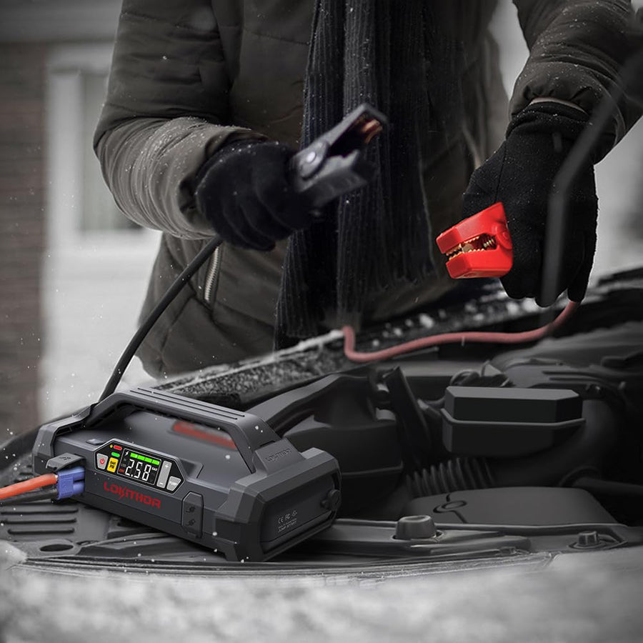 JA301 LOKITHOR Jump Starter with Air Compressor, 2000Amp 12V Portable Car Battery Booster Pack for Upto 8.0L Gas or 6.0L Diesel, 150 PSI Tire Inflator with Digital Screen, 30 Months Ultra-Long Standby