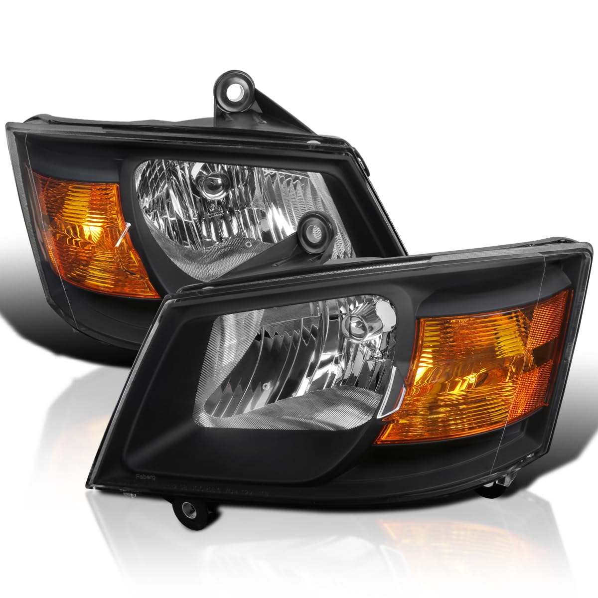 Black Headlights SPEC-D TUNING Compatible with 2008-2010 Dodge Grand Caravan L+R Pair Head Light Lamp Assembly