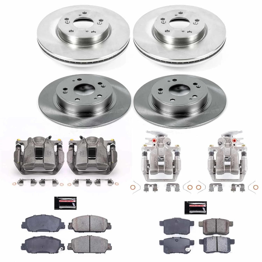 Power Stop KCOE6778 Front and Rear Autospecialty Stock Replacement Caliper Kit- OE Rotors, Ceramic Brake Pads, Calipers For Honda Accord 2013, Honda Accord 2015-2017 [Model Specific]
