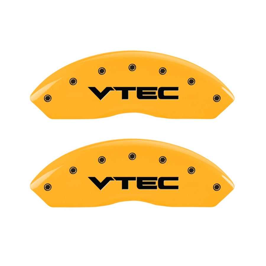 MGP Caliper Covers Yellow 39016SVTCYL Cover (Set of 4, Engraved Front and Rear: Vtech, Yellow powder coat finish, black characters)