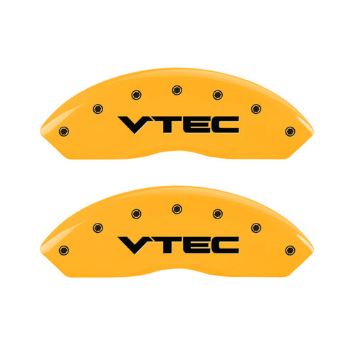 MGP Caliper Covers Yellow 39016SVTCYL Cover (Set of 4, Engraved Front and Rear: Vtech, Yellow powder coat finish, black characters)