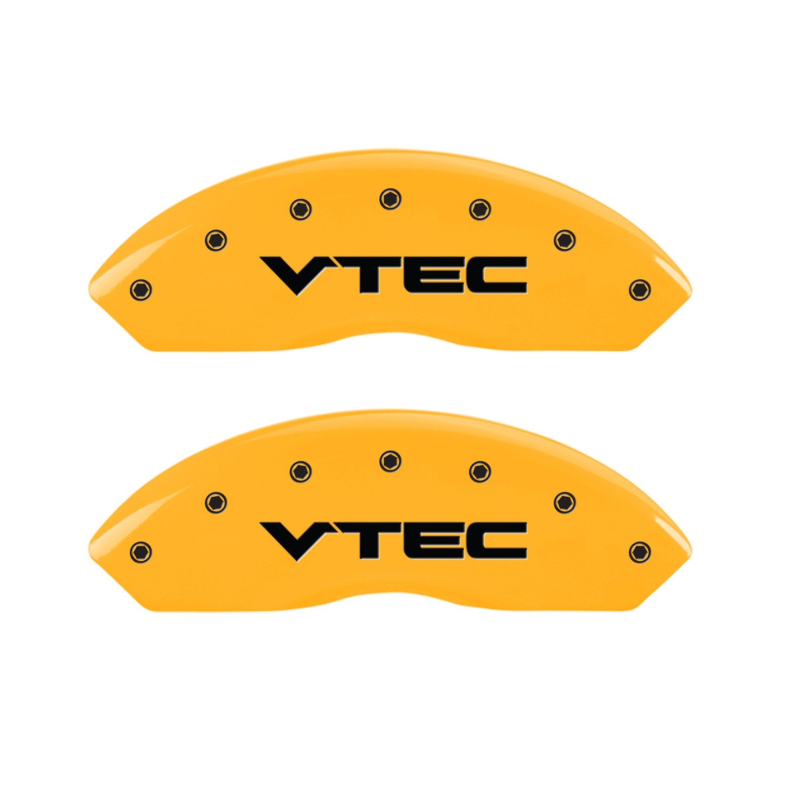 Caliper Covers MGP 20203SVTCYL, Set of 4 (Yellow Engraved Front and Rear: Vtech Powder Coat Finish Black Characters)