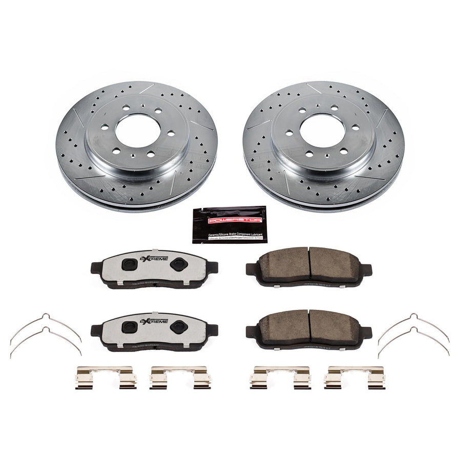 Power Stop K5336-36 Z36 Truck & Tow Front Brake Kit, Carbon Fiber Ceramic Brake Pads and Drilled/Slotted Brake Rotors For Ford F-150 2009 [Model Specific]