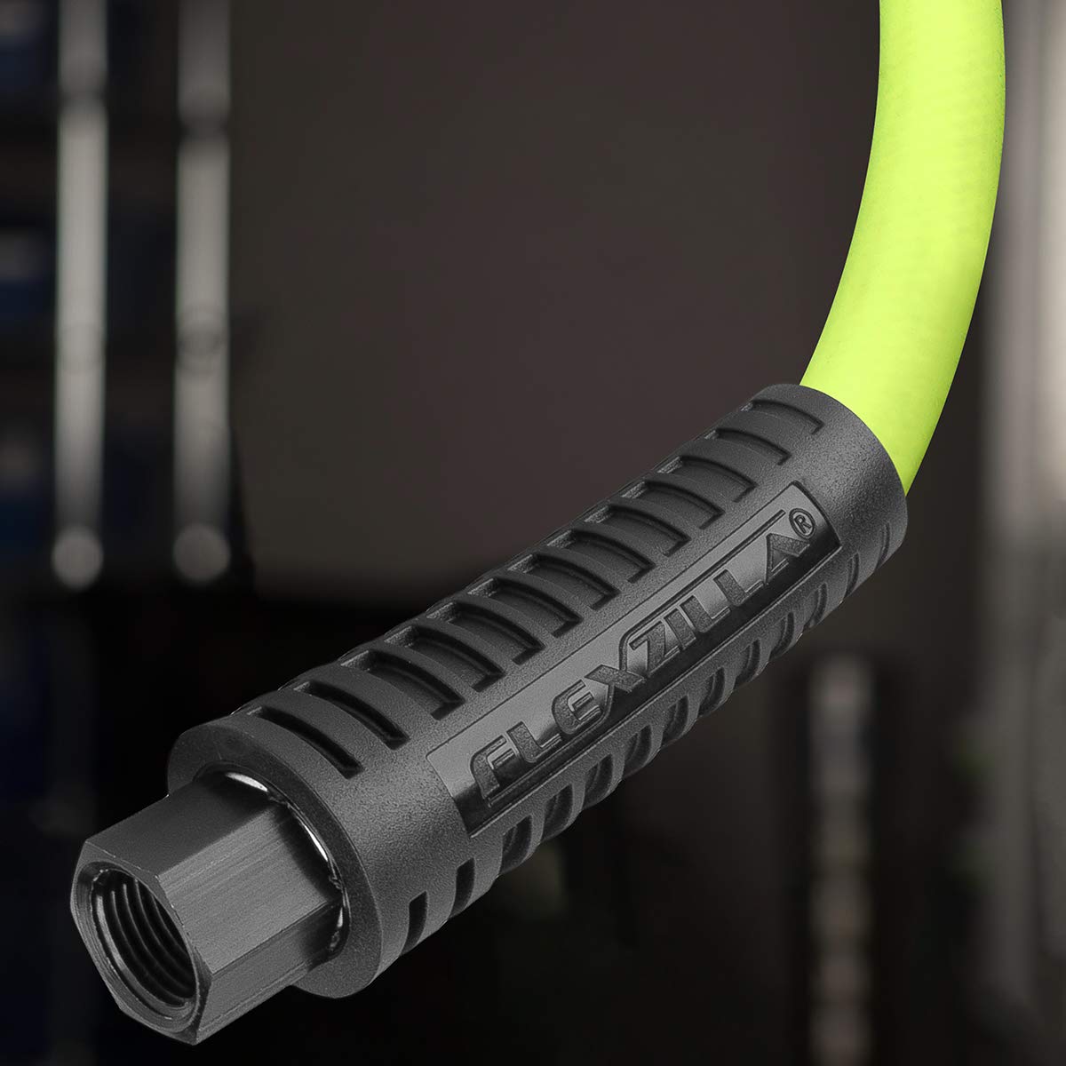 Swivel Whip Air Hose Flexzilla, 3/8 in. x 2 ft. (1/4" MNPT Ball Swivel x 1/4" FNPT Ends), Heavy Duty, Lightweight, Hybrid, ZillaGreen - HFZ3802YW2B
