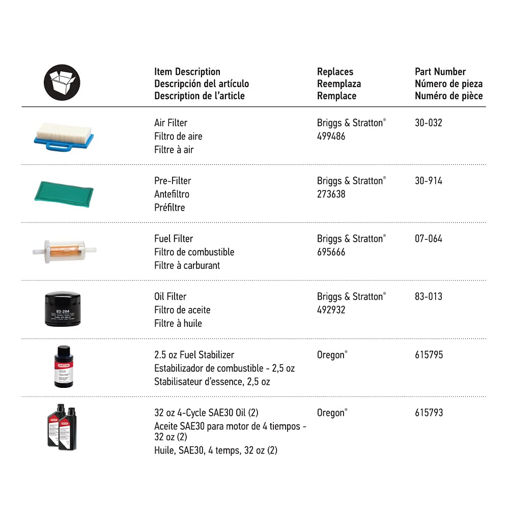 Oregon Engine Tune-Up Maintenance Kit for Briggs & Stratton Lawn Mower Twin Cylinder Engines (01-104)