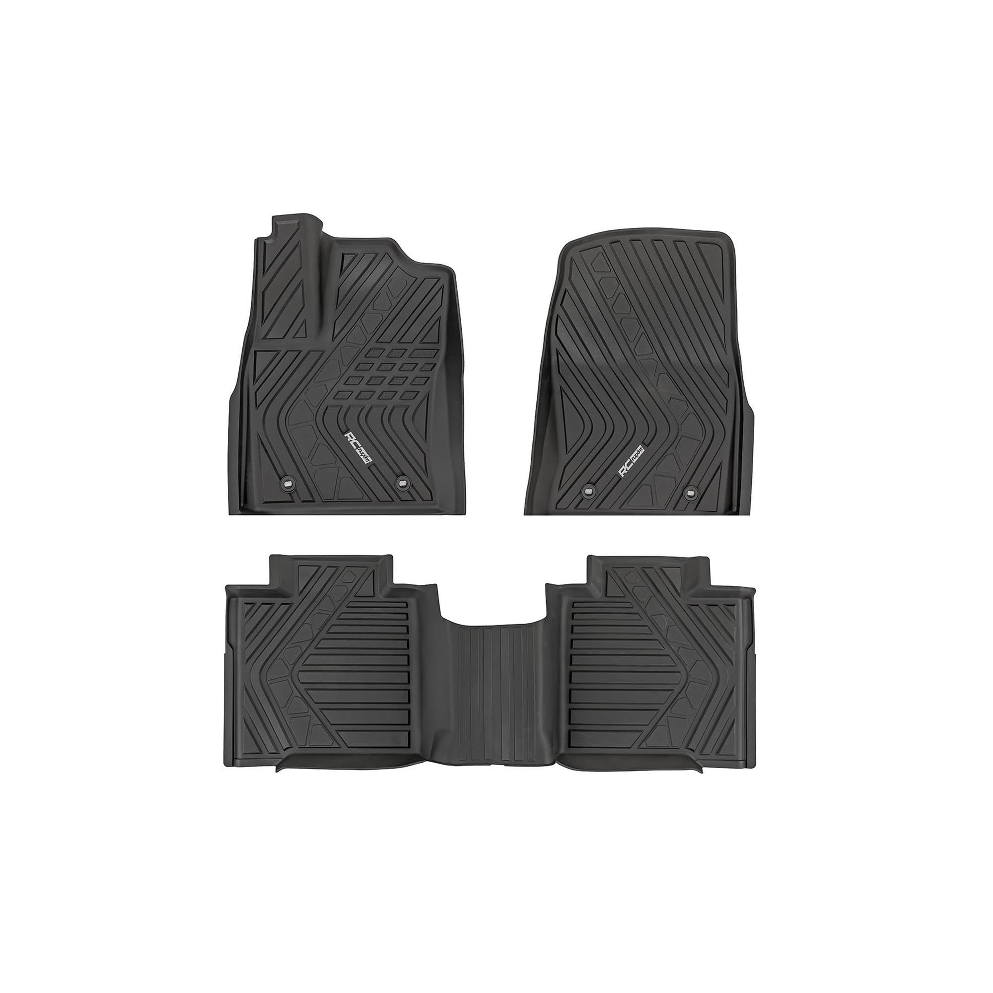 Flex-Fit Rough Country Floor Mats for Toyota Tundra (2022–2025) Crew Cab - Front & Rear Set, Custom All-Weather Non-Slip TPE Liners w/Spill Saver Lip