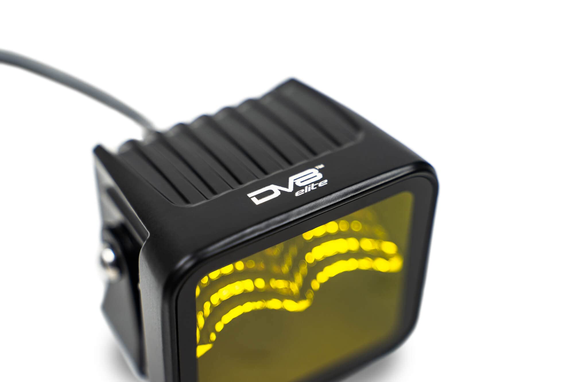 3-Inch DV8 Offroad Elite Series LED Amber Off-Road Light Pod | Flood Light Pattern | Size: 3” x 3” x 2.75” | Bezel-Less Housing with Heat Fins
