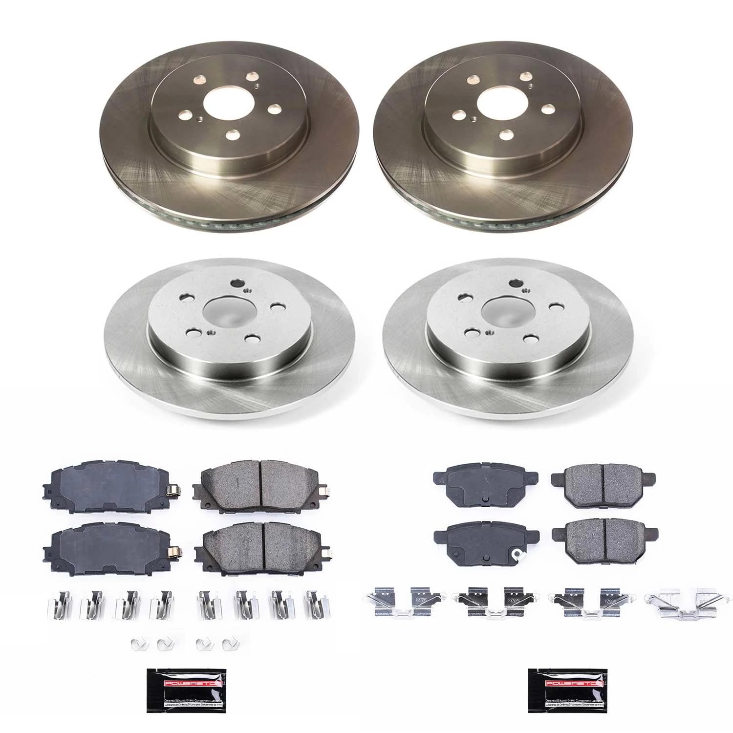 Power Stop KOE8634 Front and Rear Brake Kit-OE Brake Rotors & Ceramic Brake Pads For Toyota Prius Prime 2020-2022 [Model Specific]