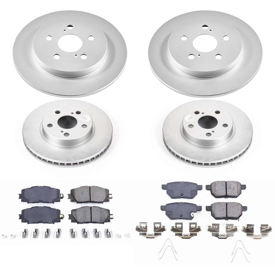 Power Stop CRK5871 Front and Rear Geomet Coated Brake Rotors and Pad Kit For 2010-2015 Toyota Prius | 2012-2015 Toyota Prius Plug-In | 2011-2013 Lexus CT200H [Models With 10.2" Rear Rotors]