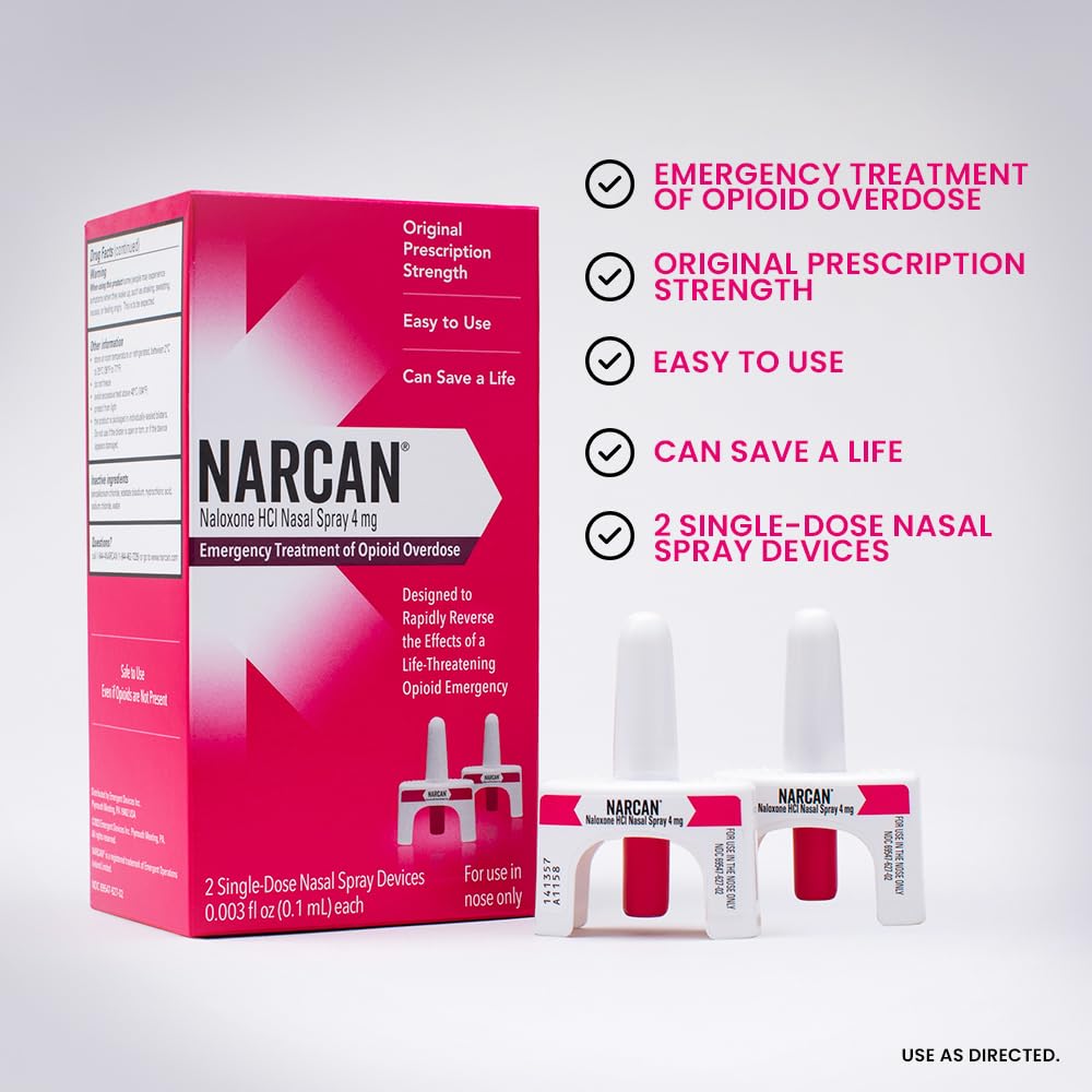 NARCAN 4 mg Nasal Spray, Emergency Treatment of Opioid Overdose, 2 Single-Dose Devices