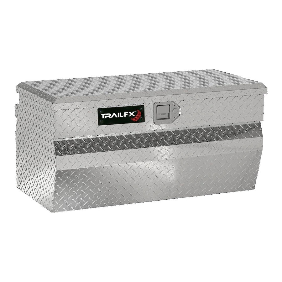 Chest Tool Box TrailFX Single Lid with Struts Polished 16-Gauge Diamond Tread Aluminum 7.2 Cubic Foot 36 Inch Length x 19-7/8 Inch Width x 17-1/8 Inch Height Bright Finish TrailFX 150361