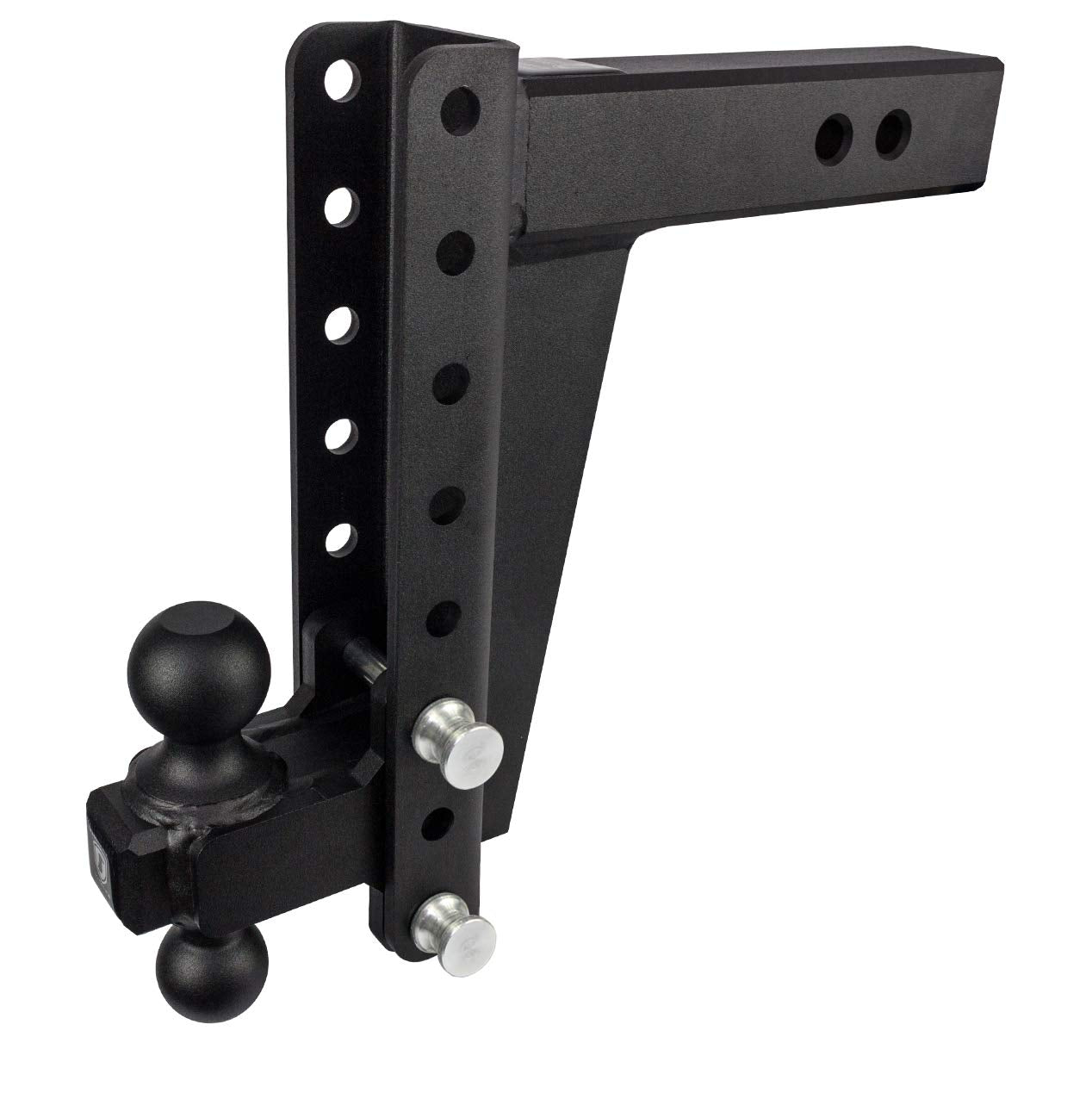 2.5" BulletProof Hitches Adjustable Heavy Duty Trailer Hitch (22,000 lb. Rating) - 10" Drop/Rise Trailer Hitch with 2" & 2-5/16" Dual Ball - Powder Coat, Solid Steel, Corrosion-Resistant