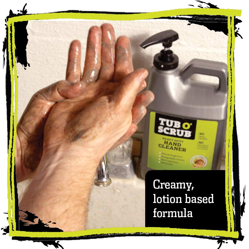 Scrub Tub O' Towels Heavy Duty Pumice-Free Hand Cleaner, Removes Tough Grime & Dirt Without Water, Biodegradable, 64oz Pump Jug, 1/2 gallon