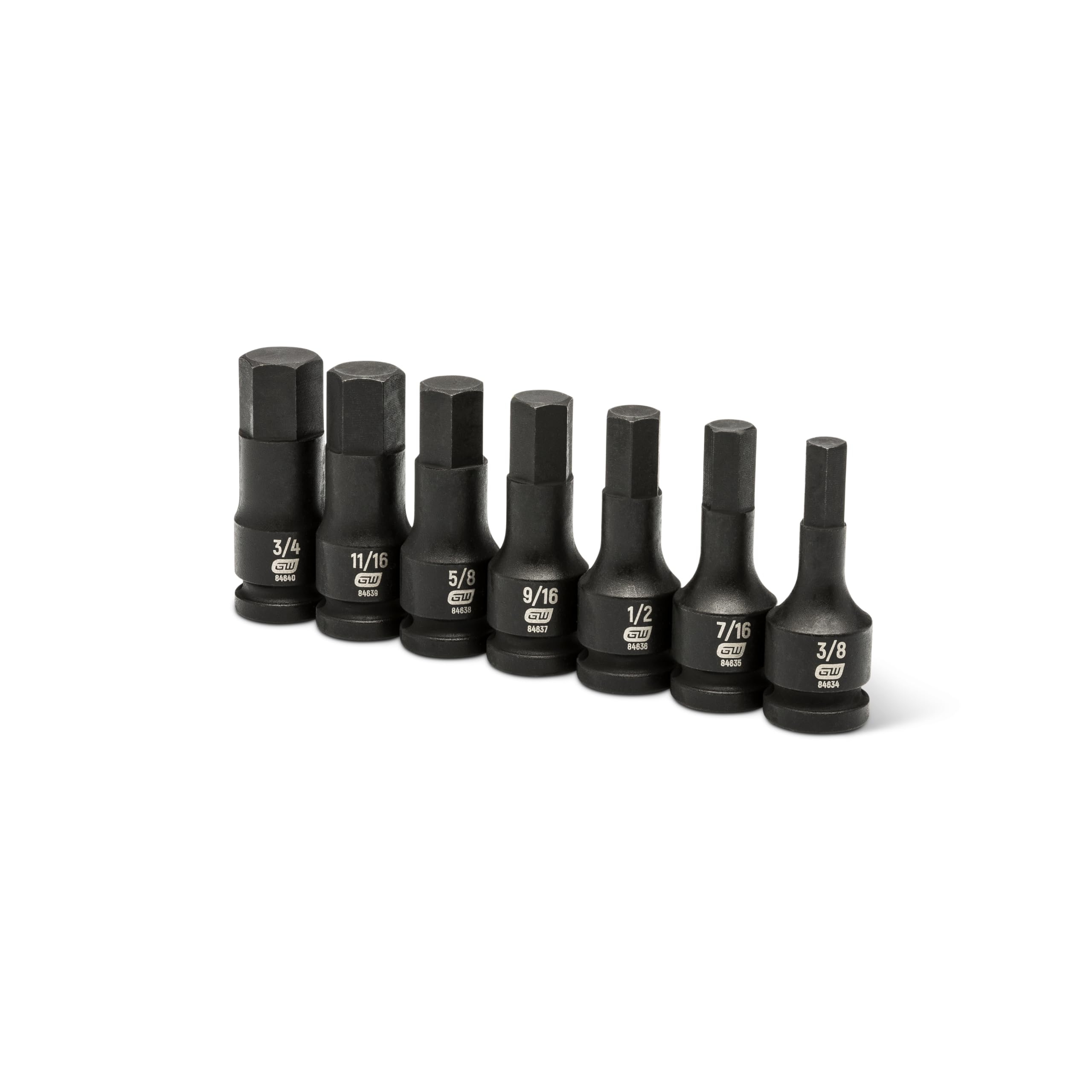 1/2" Drive GEARWRENCH Hex Bit Impact SAE Socket Set, 7 Pc.- 84941