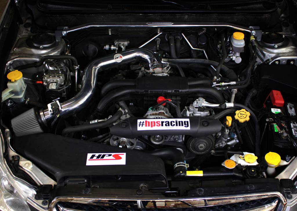 HPS Performance Shortram Polish Air Intake Kit + Heat Shield Cool Ram Compatible for 2010-2012 Subaru Legacy Outback 2.5L Non Turbo, 827-557P