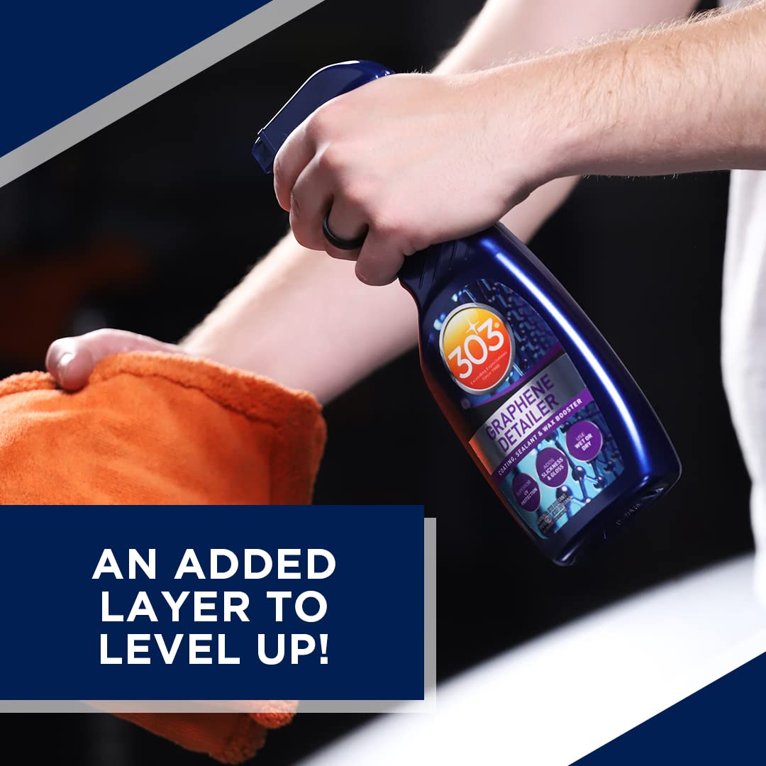 303 Products Detailer Graphene Spray, Enhances Gloss & Protection on Existing Coating, Sealants & Waxes, UV Protectant, Drying Aid, Add Ceramic Graphene Protection, Waterless Car Detailing Spray, 16oz
