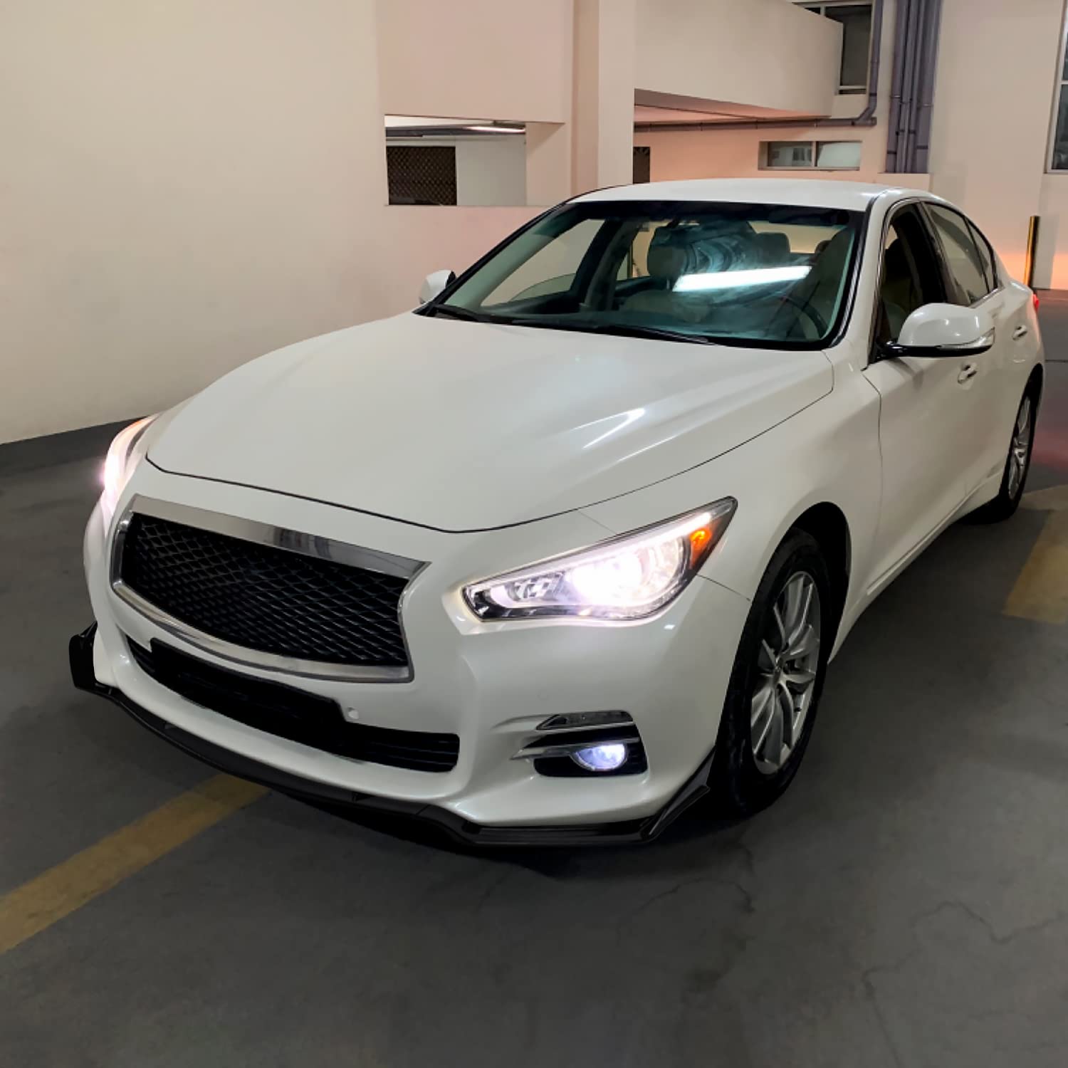 Glossy Black Spec-D Tuning Front Bumper Lip Spoiler Splitter Body Kit 3PC Compatible with 2014-2017 Infiniti Q50 Sport