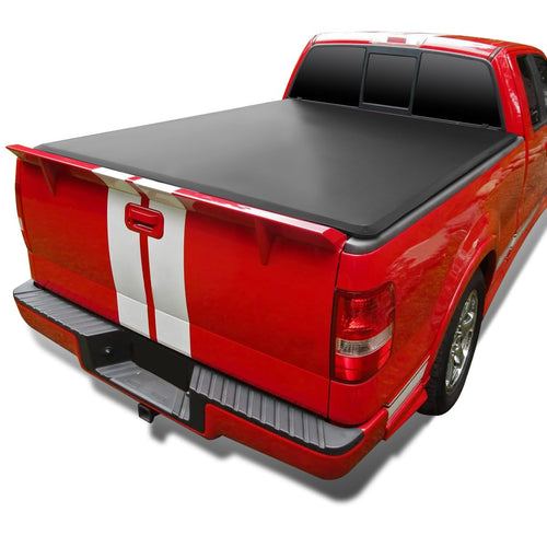 Soft Quad Fold Spec-D Tuning Tonneau Cover Compatible with 2004-2014 Ford F-150 Styleside, 2006-2008 Lincoln Mark LT Styleside/Fleetside 78", 6.5FT Standard Bed