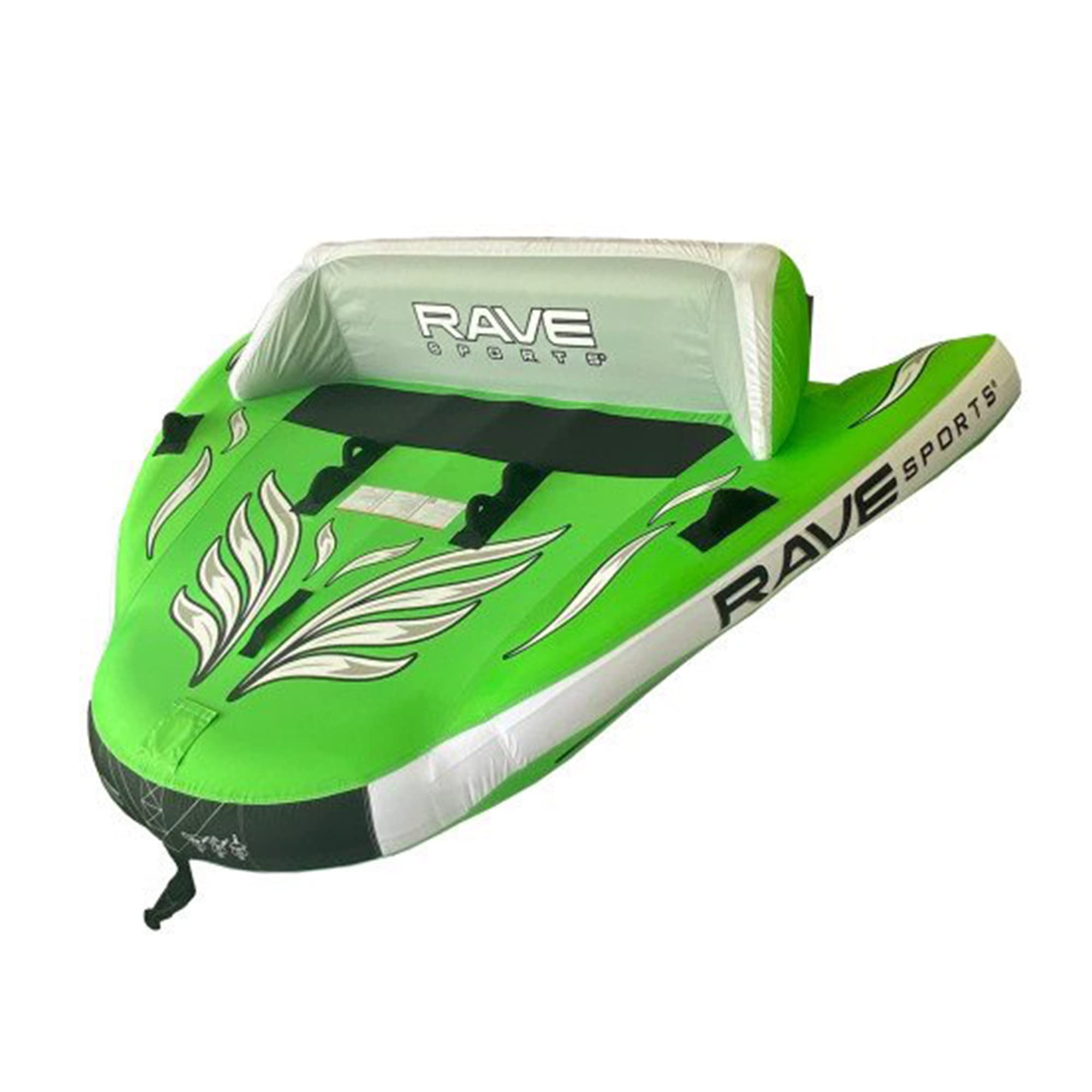 3 Person RAVE Sports Inflatable Durable Nylon Wake Hawk Towable Boating Water Tube Raft with 6 Handles, Knuckle Guards, and 2 Air Chambers, Green