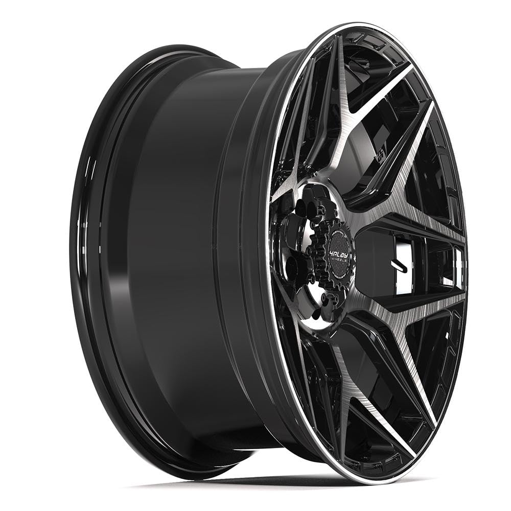20 Inch 4PLAY Wheels Rim 4P06 Fits 5x127 & 5x139.7 20x9 Gloss Black Brushed with Tinted Clear (1)