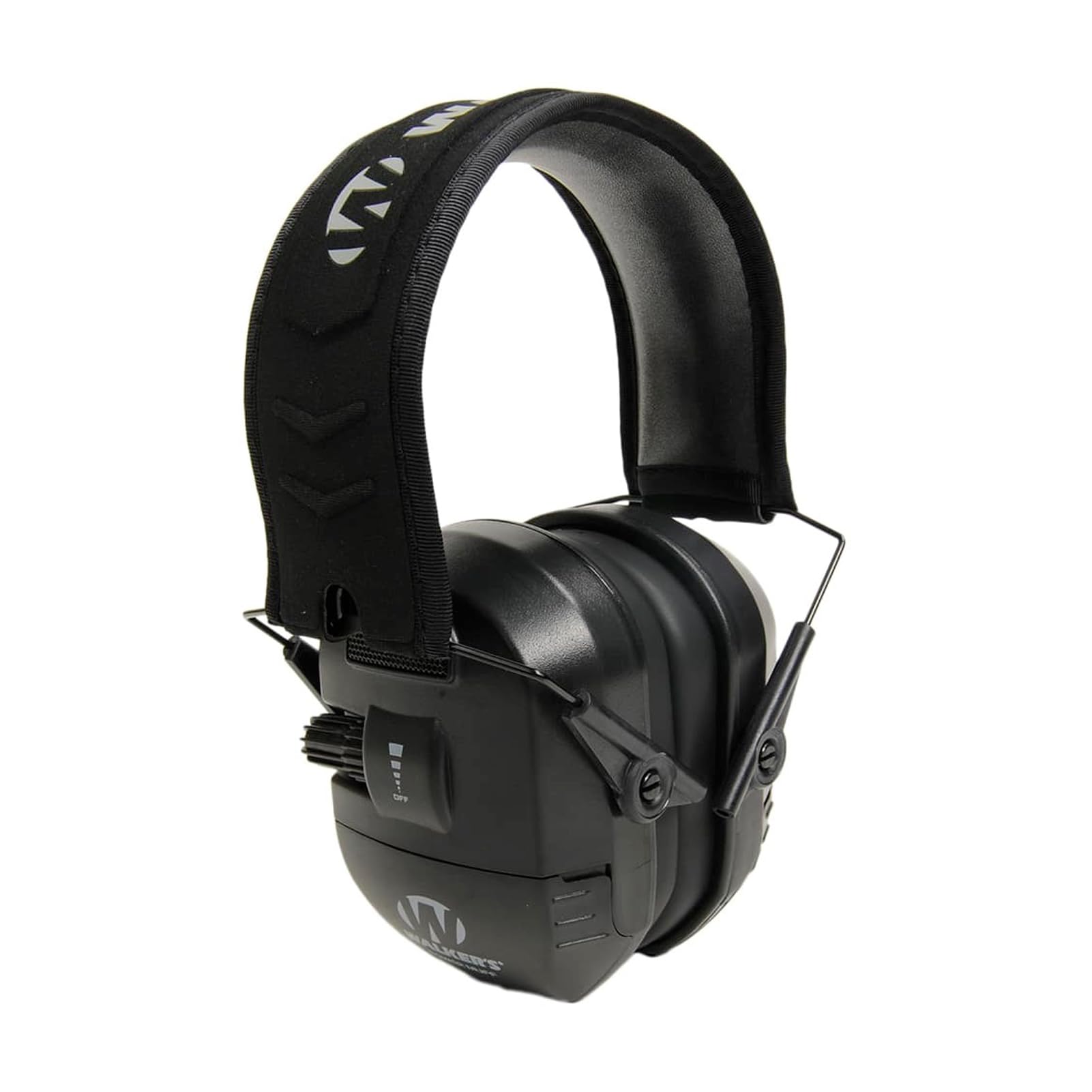 WALKER'S Power Ultimate Muff - Noise Reducing 26dB NRR Hunting Gun Range Shooting Ear Protection Black Electronic Earmuffs with AFT, 2 AAA Batteries Included